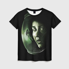 Женская футболка 3D с принтом Чужой в Тюмени, 100% полиэфир ( синтетическое хлопкоподобное полотно) | прямой крой, круглый вырез горловины, длина до линии бедер | alien | aliens | cinema | film | predator | фильм | чужой