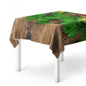 Скатерть 3D с принтом Елка в Тюмени, 100% полиэстер (ткань не мнется и не растягивается) | Размер: 150*150 см | дерево | елка | зеленый | зима | новый год | шишки