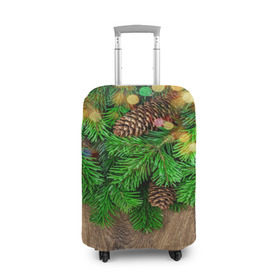 Чехол для чемодана 3D с принтом Елка в Тюмени, 86% полиэфир, 14% спандекс | двустороннее нанесение принта, прорези для ручек и колес | дерево | елка | зеленый | зима | новый год | шишки