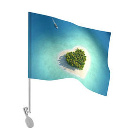 Флаг для автомобиля с принтом Остров в Тюмени, 100% полиэстер | Размер: 30*21 см | вода | дерево | лето | море | океан | остров | пальмы | песок | сердечко | сердце | синий