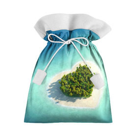 Подарочный 3D мешок с принтом Остров в Тюмени, 100% полиэстер | Размер: 29*39 см | вода | дерево | лето | море | океан | остров | пальмы | песок | сердечко | сердце | синий