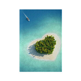 Обложка для паспорта матовая кожа с принтом Остров в Тюмени, натуральная матовая кожа | размер 19,3 х 13,7 см; прозрачные пластиковые крепления | вода | дерево | лето | море | океан | остров | пальмы | песок | сердечко | сердце | синий
