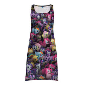 Платье-майка 3D с принтом My Little Pony. Персонажи в Тюмени, 100% полиэстер | полуприлегающий силуэт, широкие бретели, круглый вырез горловины, удлиненный подол сзади. | stickerbombing