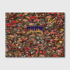 Альбом для рисования с принтом Doom Все монстры (pixel art) в Тюмени, 100% бумага
 | матовая бумага, плотность 200 мг. | Тематика изображения на принте: 