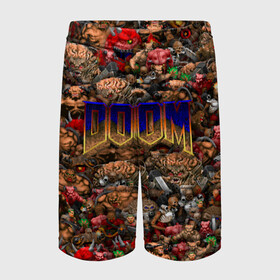Детские спортивные шорты 3D с принтом Doom Все монстры (pixel art) в Тюмени,  100% полиэстер
 | пояс оформлен широкой мягкой резинкой, ткань тянется
 | Тематика изображения на принте: 