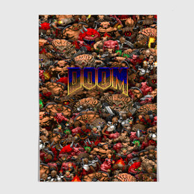 Постер с принтом Doom. Все монстры (pixel art) в Тюмени, 100% бумага
 | бумага, плотность 150 мг. Матовая, но за счет высокого коэффициента гладкости имеет небольшой блеск и дает на свету блики, но в отличии от глянцевой бумаги не покрыта лаком | 