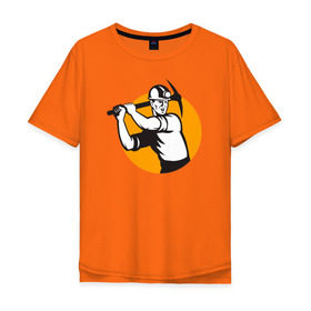 Мужская футболка хлопок Oversize с принтом Шахтёр в Тюмени, 100% хлопок | свободный крой, круглый ворот, “спинка” длиннее передней части | горное дело | день шахтера | копай добывай | лучший шахтер | уголь | шахта | шахтер