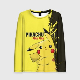 Женский лонгслив 3D с принтом Pikachu Pika Pika в Тюмени, 100% полиэстер | длинные рукава, круглый вырез горловины, полуприлегающий силуэт | go | pikachu | pokemon | го | пика | пикачу | покемон