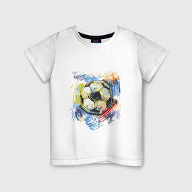 Детская футболка хлопок с принтом Рисованный футбольный мяч в Тюмени, 100% хлопок | круглый вырез горловины, полуприлегающий силуэт, длина до линии бедер | Тематика изображения на принте: игра | мяч | разводы | спорт | футбол | футбольный