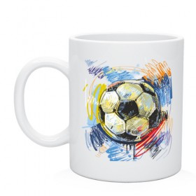 Кружка с принтом Рисованный футбольный мяч в Тюмени, керамика | объем — 330 мл, диаметр — 80 мм. Принт наносится на бока кружки, можно сделать два разных изображения | игра | мяч | разводы | спорт | футбол | футбольный