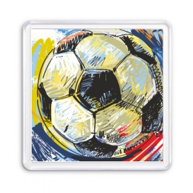 Магнит 55*55 с принтом Рисованный футбольный мяч в Тюмени, Пластик | Размер: 65*65 мм; Размер печати: 55*55 мм | игра | мяч | разводы | спорт | футбол | футбольный
