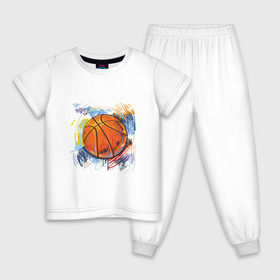 Детская пижама хлопок с принтом Баскетбольный мяч в штрихах в Тюмени, 100% хлопок |  брюки и футболка прямого кроя, без карманов, на брюках мягкая резинка на поясе и по низу штанин
 | баскетбол | стилизация | штрихи