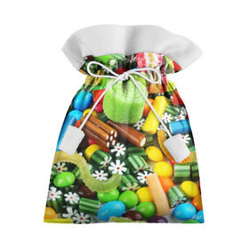 Подарочный 3D мешок с принтом Сладости в Тюмени, 100% полиэстер | Размер: 29*39 см | Тематика изображения на принте: вкуснотища | вкусняшки | глазурь | жевачка | карамель | карамельки | конфетки | конфеты | леденец | мармеладки | сахар | сладости