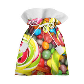 Подарочный 3D мешок с принтом Вкусняшки в Тюмени, 100% полиэстер | Размер: 29*39 см | Тематика изображения на принте: вкуснотища | вкусняшки | глазурь | жевачка | карамель | карамельки | конфетки | конфеты | леденец | мармеладки | сахар | сладости