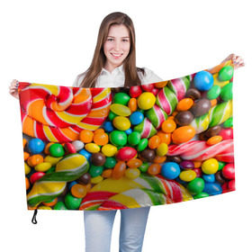 Флаг 3D с принтом Сладкоежка в Тюмени, 100% полиэстер | плотность ткани — 95 г/м2, размер — 67 х 109 см. Принт наносится с одной стороны | вкуснотища | вкусняшки | глазурь | жевачка | карамель | карамельки | конфетки | конфеты | леденец | мармеладки | сахар | сладости