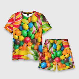 Мужской костюм с шортами 3D с принтом Сладкоежка в Тюмени,  |  | вкуснотища | вкусняшки | глазурь | жевачка | карамель | карамельки | конфетки | конфеты | леденец | мармеладки | сахар | сладости