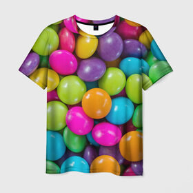 Мужская футболка 3D с принтом Конфетки в Тюмени, 100% полиэфир | прямой крой, круглый вырез горловины, длина до линии бедер | вкуснотища | вкусняшки | глазурь | жевачка | карамель | карамельки | конфетки | конфеты | леденец | мармеладки | сахар | сладости