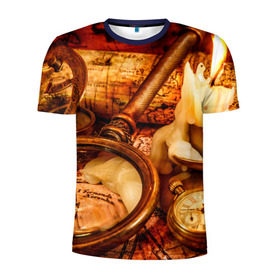 Мужская футболка 3D спортивная с принтом В поисках приключений в Тюмени, 100% полиэстер с улучшенными характеристиками | приталенный силуэт, круглая горловина, широкие плечи, сужается к линии бедра | карта | приключения | путешественник