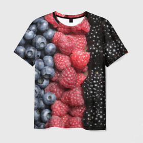 Мужская футболка 3D с принтом Сочные ягоды в Тюмени, 100% полиэфир | прямой крой, круглый вырез горловины, длина до линии бедер | богатый урожай | брусника | ерга | земляника | клубника | клюква | малина | морожка | облепиха | рябина | смородина | сок | сочные плоды | фрукты | черника | черноплодка | шиповник | ягоды