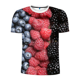 Мужская футболка 3D спортивная с принтом Сочные ягоды в Тюмени, 100% полиэстер с улучшенными характеристиками | приталенный силуэт, круглая горловина, широкие плечи, сужается к линии бедра | богатый урожай | брусника | ерга | земляника | клубника | клюква | малина | морожка | облепиха | рябина | смородина | сок | сочные плоды | фрукты | черника | черноплодка | шиповник | ягоды