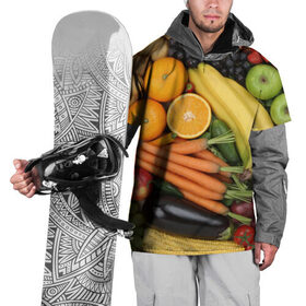Накидка на куртку 3D с принтом Овощи и фрукты в Тюмени, 100% полиэстер |  | Тематика изображения на принте: апельсин | баклажан | банан | картофель | клубника | кукуруза | морковь | овощи | перец | фрукты | яблоки