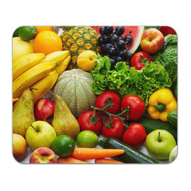 Коврик прямоугольный с принтом Богатый урожай в Тюмени, натуральный каучук | размер 230 х 185 мм; запечатка лицевой стороны | Тематика изображения на принте: апельсин | баклажан | банан | богатый урожай | виноград | горох | еда | кабачок | капуста | картофель | лимон | морковь | овощи | огурец | перец | персик | помидор | слива | сочные плоды | томат | тыква