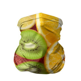 Бандана-труба 3D с принтом Сочные фрукты в Тюмени, 100% полиэстер, ткань с особыми свойствами — Activecool | плотность 150‒180 г/м2; хорошо тянется, но сохраняет форму | апельсин | грейпфрут | десерт | дольки | киви | кусочки фруктов | лайм | лимон | разрез | сечение | фреш | фрукты | цитрусовые
