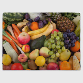Плед 3D с принтом Спелые фрукты в Тюмени, 100% полиэстер | закругленные углы, все края обработаны. Ткань не мнется и не растягивается | ананас | арбуз | банан | богатый урожай | виноград | горох | груша | еда | капуста | картофель | лук | морковь | овощи | огурец | перец | персик | слива | сочные плоды | томат | фасоль | фрукты | яблоко