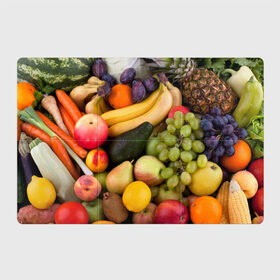 Магнитный плакат 3Х2 с принтом Спелые фрукты в Тюмени, Полимерный материал с магнитным слоем | 6 деталей размером 9*9 см | Тематика изображения на принте: ананас | арбуз | банан | богатый урожай | виноград | горох | груша | еда | капуста | картофель | лук | морковь | овощи | огурец | перец | персик | слива | сочные плоды | томат | фасоль | фрукты | яблоко