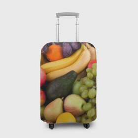 Чехол для чемодана 3D с принтом Спелые фрукты в Тюмени, 86% полиэфир, 14% спандекс | двустороннее нанесение принта, прорези для ручек и колес | ананас | арбуз | банан | богатый урожай | виноград | горох | груша | еда | капуста | картофель | лук | морковь | овощи | огурец | перец | персик | слива | сочные плоды | томат | фасоль | фрукты | яблоко