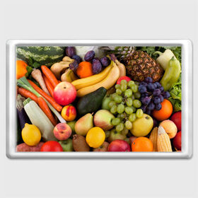 Магнит 45*70 с принтом Спелые фрукты в Тюмени, Пластик | Размер: 78*52 мм; Размер печати: 70*45 | Тематика изображения на принте: ананас | арбуз | банан | богатый урожай | виноград | горох | груша | еда | капуста | картофель | лук | морковь | овощи | огурец | перец | персик | слива | сочные плоды | томат | фасоль | фрукты | яблоко