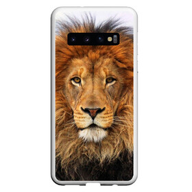 Чехол для Samsung Galaxy S10 с принтом Красавец лев в Тюмени, Силикон | Область печати: задняя сторона чехла, без боковых панелей | lion | грива | дикая кошка | добыча | животное | зверь | клыки | когти | король джунглей | лев | мясо | хищник | царь зверей