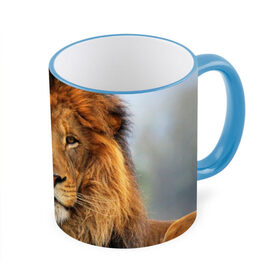 Кружка 3D с принтом Красавец лев в Тюмени, керамика | ёмкость 330 мл | Тематика изображения на принте: lion | грива | дикая кошка | добыча | животное | зверь | клыки | когти | король джунглей | лев | мясо | хищник | царь зверей