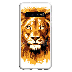 Чехол для Samsung Galaxy S10 с принтом Король джунглей в Тюмени, Силикон | Область печати: задняя сторона чехла, без боковых панелей | lion | грива | дикая кошка | добыча | животное | зверь | искусство | картина | клыки | когти | король джунглей | лев | макет | мясо | набросок | портрет | хищник | царь зверей | эскиз