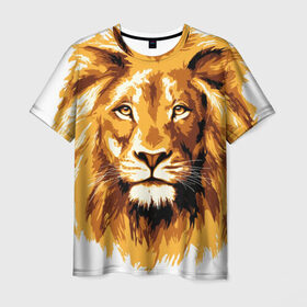 Мужская футболка 3D с принтом Король джунглей в Тюмени, 100% полиэфир | прямой крой, круглый вырез горловины, длина до линии бедер | lion | грива | дикая кошка | добыча | животное | зверь | искусство | картина | клыки | когти | король джунглей | лев | макет | мясо | набросок | портрет | хищник | царь зверей | эскиз