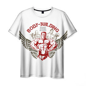 Мужская футболка 3D с принтом Body-building в Тюмени, 100% полиэфир | прямой крой, круглый вырез горловины, длина до линии бедер | gym | power | бодибилдинг | культуризм | сила | спорт | фитнес | штанга