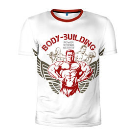 Мужская футболка 3D спортивная с принтом Body-building в Тюмени, 100% полиэстер с улучшенными характеристиками | приталенный силуэт, круглая горловина, широкие плечи, сужается к линии бедра | gym | power | бодибилдинг | культуризм | сила | спорт | фитнес | штанга