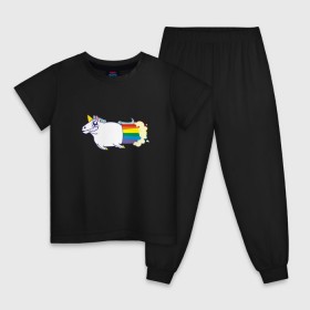 Детская пижама хлопок с принтом Радужный Единорожек в Тюмени, 100% хлопок |  брюки и футболка прямого кроя, без карманов, на брюках мягкая резинка на поясе и по низу штанин
 | единорог | лошадь | радуга