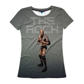 Женская футболка 3D с принтом The Rock WWE в Тюмени, 100% полиэфир ( синтетическое хлопкоподобное полотно) | прямой крой, круглый вырез горловины, длина до линии бедер | dwayne johnson | the rock | wwe | рестлинг | спорт