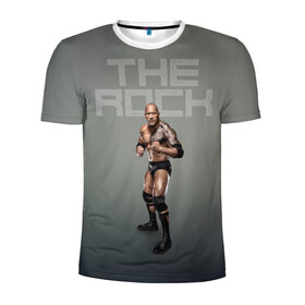 Мужская футболка 3D спортивная с принтом The Rock WWE в Тюмени, 100% полиэстер с улучшенными характеристиками | приталенный силуэт, круглая горловина, широкие плечи, сужается к линии бедра | Тематика изображения на принте: dwayne johnson | the rock | wwe | рестлинг | спорт