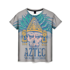 Женская футболка 3D с принтом Aztec Warriors в Тюмени, 100% полиэфир ( синтетическое хлопкоподобное полотно) | прямой крой, круглый вырез горловины, длина до линии бедер | античный | ацтеки | гранж | живопись | культура | майя | орнамент | ретро | старинный | элемент