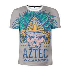 Мужская футболка 3D спортивная с принтом Aztec Warriors в Тюмени, 100% полиэстер с улучшенными характеристиками | приталенный силуэт, круглая горловина, широкие плечи, сужается к линии бедра | античный | ацтеки | гранж | живопись | культура | майя | орнамент | ретро | старинный | элемент