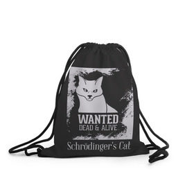 Рюкзак-мешок 3D с принтом Wanted Cat в Тюмени, 100% полиэстер | плотность ткани — 200 г/м2, размер — 35 х 45 см; лямки — толстые шнурки, застежка на шнуровке, без карманов и подкладки | белое | котик | кошка | надписи | новинки | прикольные | рисунок | черное