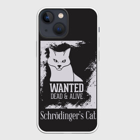 Чехол для iPhone 13 mini с принтом Wanted Cat в Тюмени,  |  | Тематика изображения на принте: белое | котик | кошка | надписи | новинки | прикольные | рисунок | черное