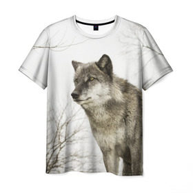 Мужская футболка 3D с принтом Волк во весь рост в Тюмени, 100% полиэфир | прямой крой, круглый вырез горловины, длина до линии бедер | волк | хищник