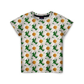 Детская футболка 3D с принтом Ромашки в Тюмени, 100% гипоаллергенный полиэфир | прямой крой, круглый вырез горловины, длина до линии бедер, чуть спущенное плечо, ткань немного тянется | Тематика изображения на принте: лето | природа | цветы