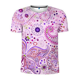 Мужская футболка 3D спортивная с принтом Lady Butterfly в Тюмени, 100% полиэстер с улучшенными характеристиками | приталенный силуэт, круглая горловина, широкие плечи, сужается к линии бедра | винтаж | воздушный | индийские | кружева | новинки | узор | цветок | цветочный | этнические