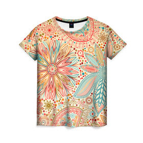 Женская футболка 3D с принтом Коллекция Uniqlo в Тюмени, 100% полиэфир ( синтетическое хлопкоподобное полотно) | прямой крой, круглый вырез горловины, длина до линии бедер | графика | каракули | красивый | лето | мода | новинки | орнамент | природа | рисунок | стиль