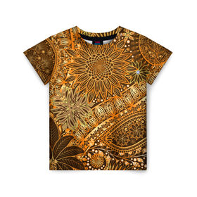 Детская футболка 3D с принтом Коллекция Edition в Тюмени, 100% гипоаллергенный полиэфир | прямой крой, круглый вырез горловины, длина до линии бедер, чуть спущенное плечо, ткань немного тянется | винтаж | воздушный | индийские | кружева | новинки | узор | цветок | цветочный | этнические