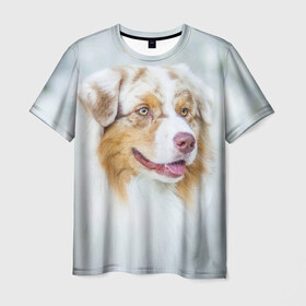 Мужская футболка 3D с принтом Друг в Тюмени, 100% полиэфир | прямой крой, круглый вырез горловины, длина до линии бедер | голова животного | кутёнок | прикольные картинки | собака | щенок